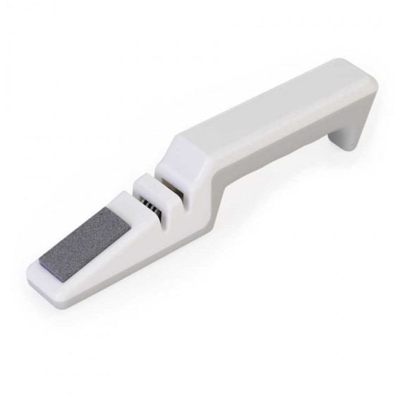 Afiador de facas e tesoura em plástico branco - AF0100
