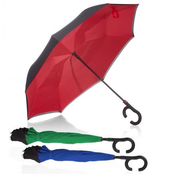 Guarda-chuva invertido com cabo plástico e haste de metal - GC1050