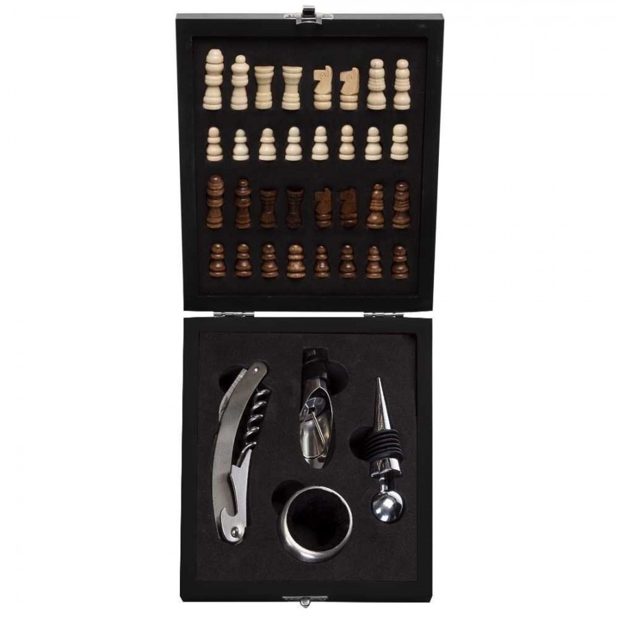 Kit Vinho Xadrez 4 peças - Brinde Personalizado Cód. 12046 Kit Vinho Xadrez 4 peças - Brinde Personalizado Cód. 12046