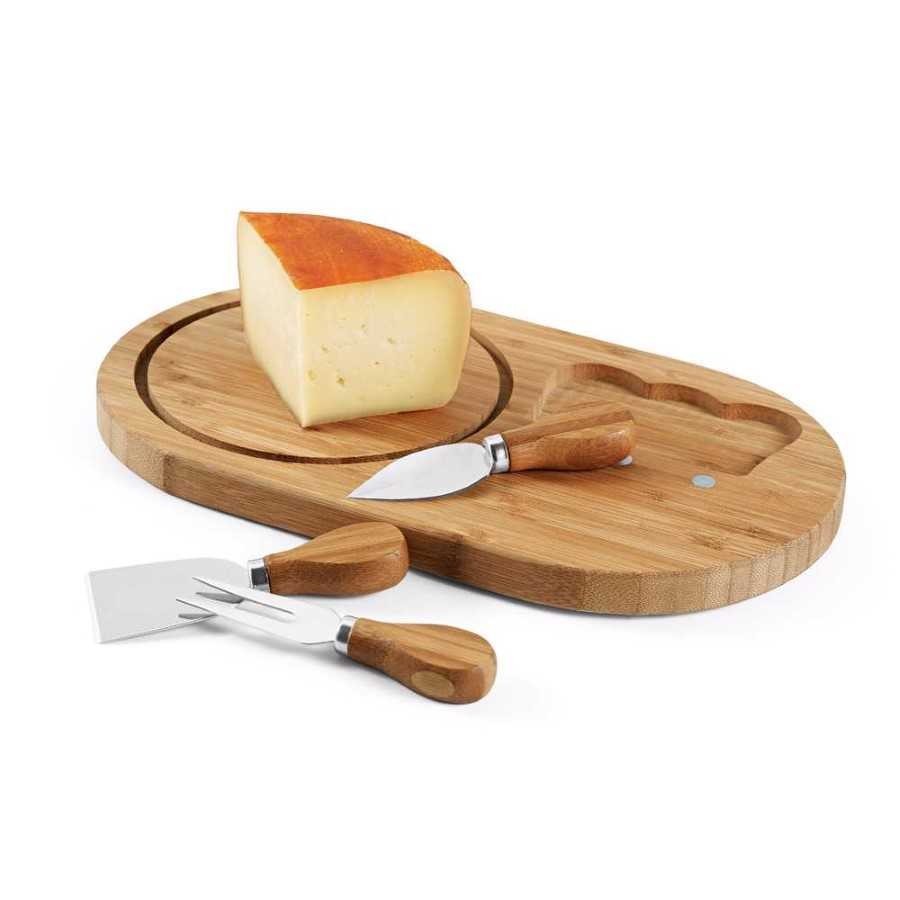 Tábua de queijos. Bambu. Com 3 talheres - 93976.60
